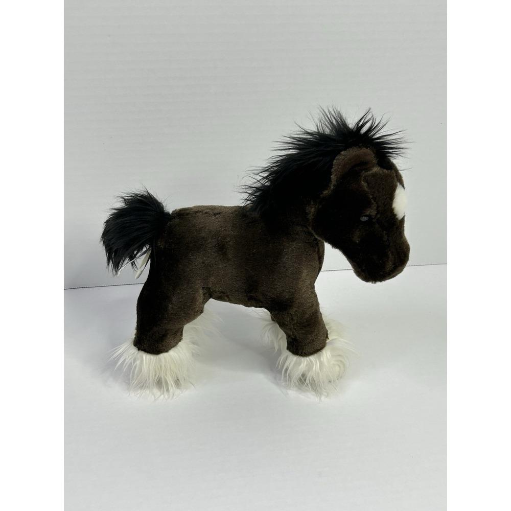 AURORA Horse Plush Stuffed Animal Brown w/ Black Mane Approximately 10"
